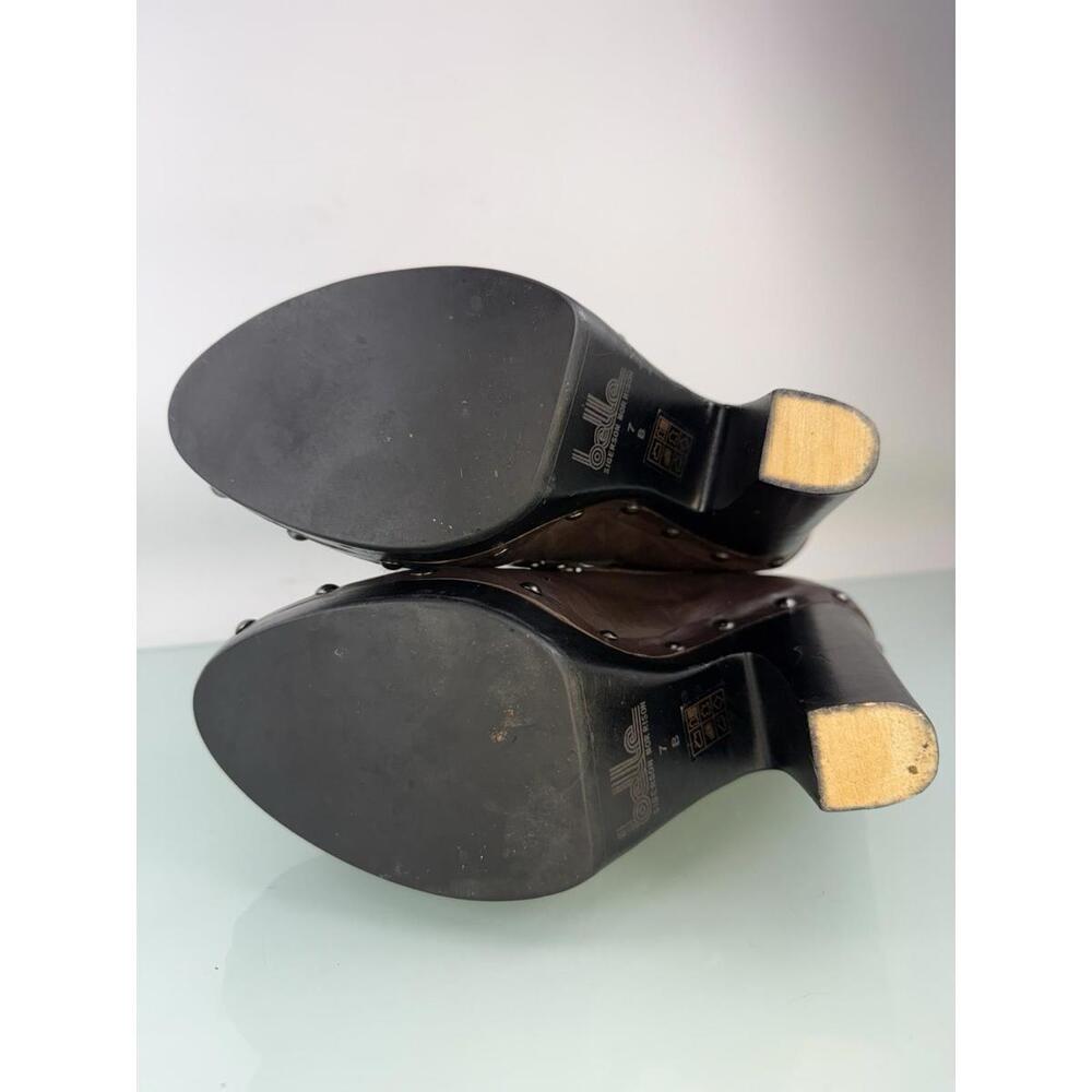 Sigerson Morrison Eskimo Brown Leather Fur Platform Heels Size 7 Boho Luxe Indie - Picture 9 of 9